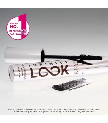 Máscara de pestañas INFINITY LOOK sérum, volumen y cuidad EVELINE