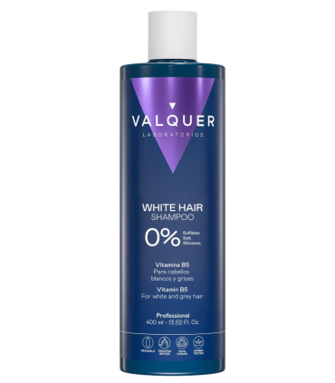 Champú cabello BLANCO Y GRIS 0% de Valquer