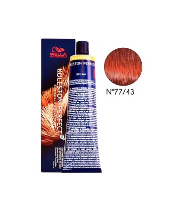 Tinte Wella Koleston 77.43 rubio medio intenso cobrizo dorado 60 ml