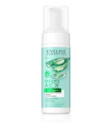 Espuma limpiadora calmante con aloe orgánico y colágeno de Eveline