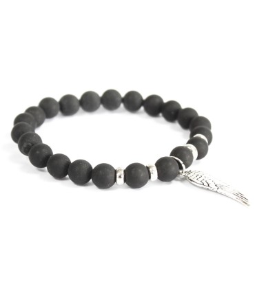 Pulsera de piedras preciosas ala de ángel con ÁGATA NEGRA de AW ARTISA