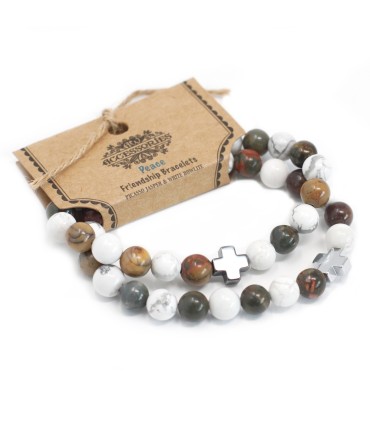 Pulsera de piedras preciosas JASPE PICASSO Y HOWLITA BLANCA de AW ARTI