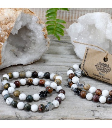 Pulsera de piedras preciosas JASPE PICASSO Y HOWLITA BLANCA de AW ARTI