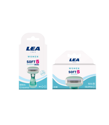 Pack cuchilla mini y recambios SOFT 5 SENSITIVE de LEA 1823