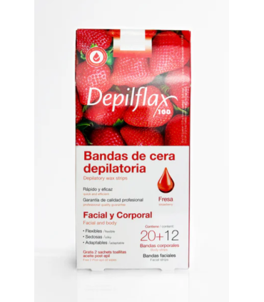 Bandas cera depilatoria impregnada perfume fresa Maystar
