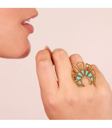 Anillo maxi abanico TURQUESA Anartxy
