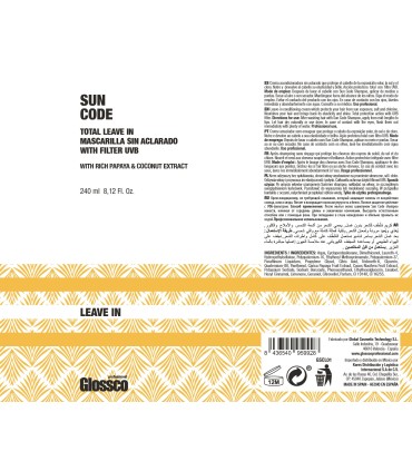 Mascarilla sin aclarado línea solar SUN CODE UVB de Glossco