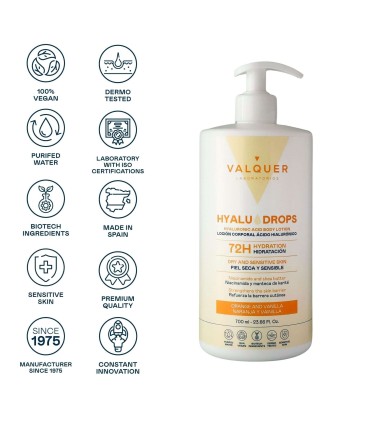 Loción corporal NARANJA y VAINILLA  hyaludrops Valquer