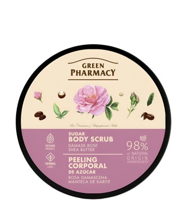 Exfoliante corporal ROSA DAMASCENA y MANTECA DE KARITE Green Pharmacy.