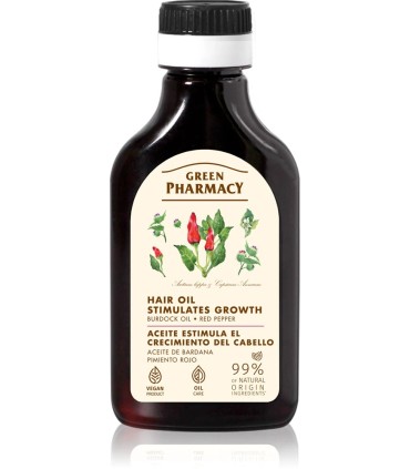Aceite estimulador crecimiento BARDANA/PIMIENTA ROJA Green pharmacy